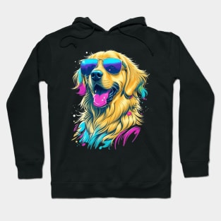 Cool Golden Retriever Dog with Sunglasses Hoodie